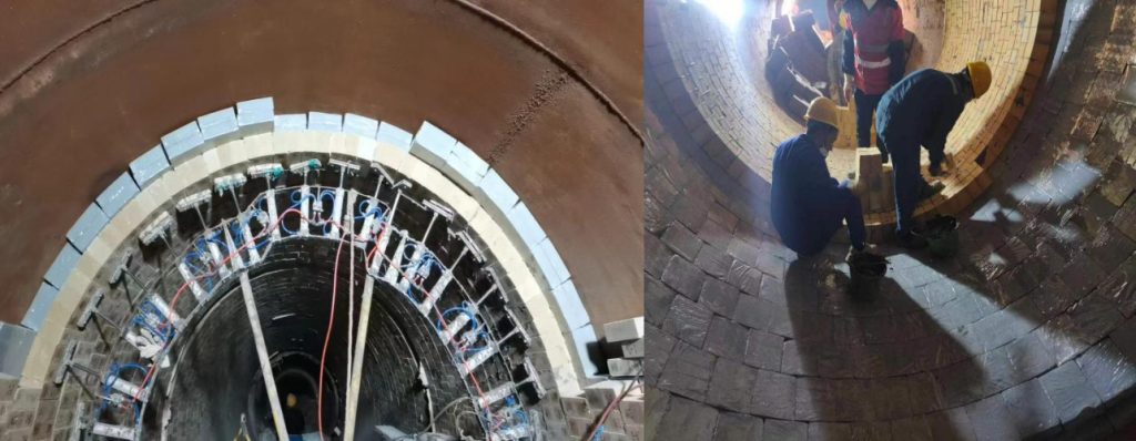 On-site Installation of Nano Microporous Insulation Boards(JHY-550) for Lining of Tertiary Air Duct in a Cement Plant