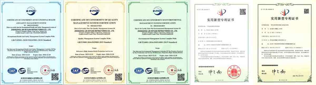 ISO – CE – SGS Certifications & Patents for Refractory Bricks and Castables